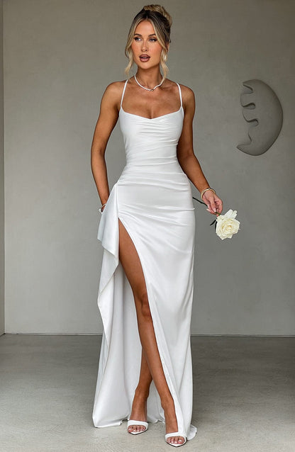 Sophia | Women's Evening Satin High-Slit Dress