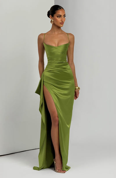 Sophia | Women's Evening Satin High-Slit Dress