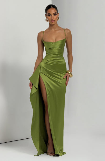 Sophia | Women's Evening Satin High-Slit Dress