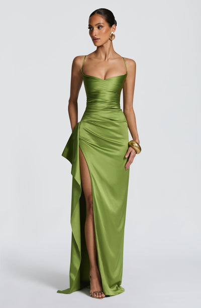Sophia | Women's Evening Satin High-Slit Dress