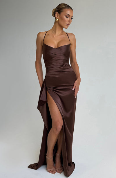 Sophia | Women's Evening Satin High-Slit Dress