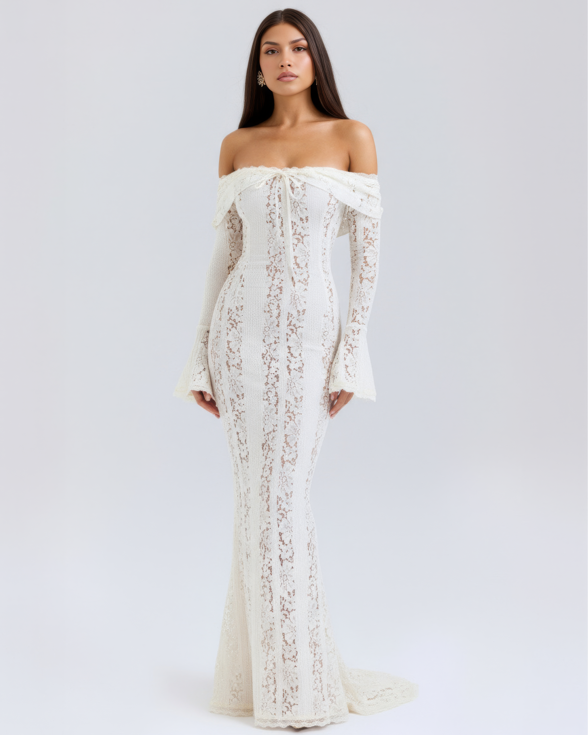 Helen | Women's Romantic Off-Shoulder Maxi Wedding Guest Dress