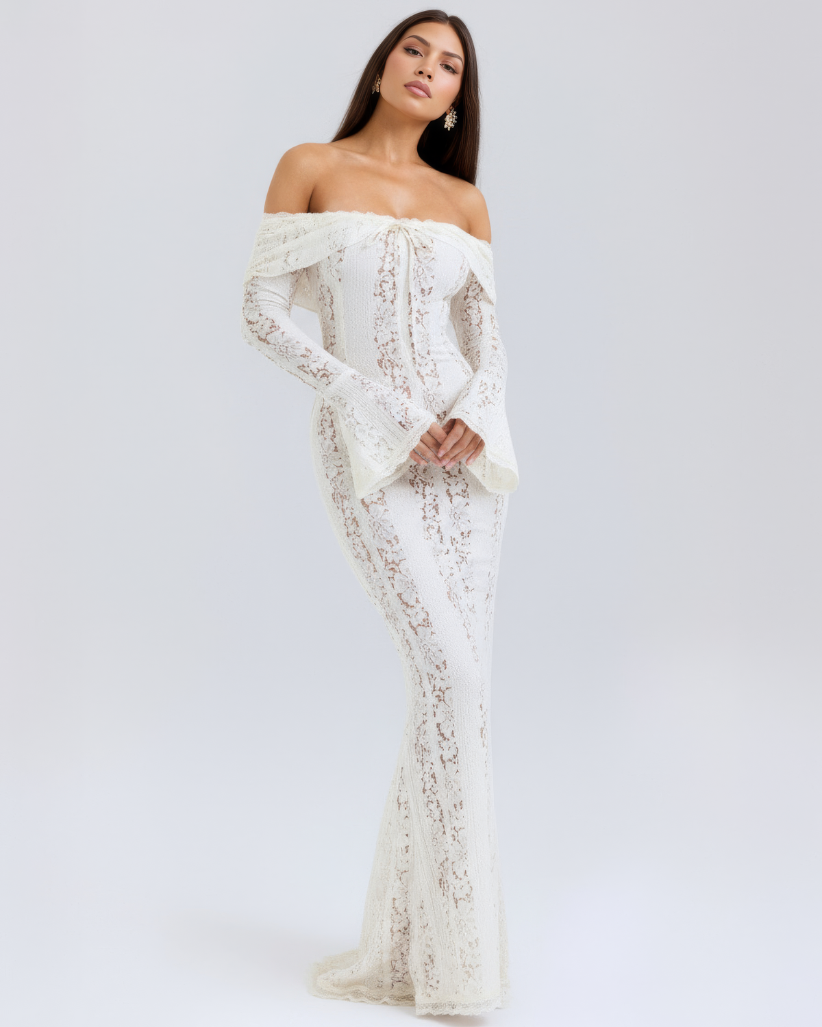 Helen | Women's Romantic Off-Shoulder Maxi Wedding Guest Dress