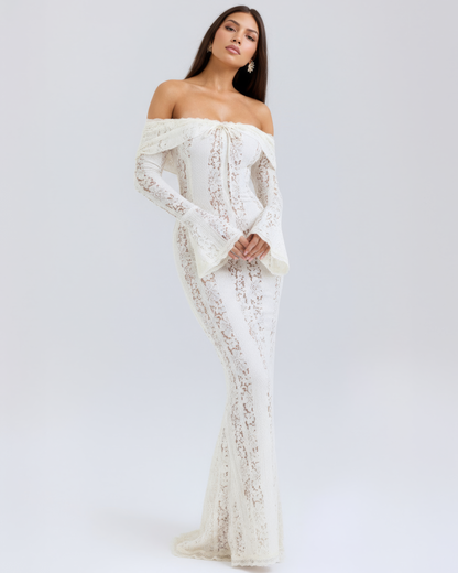 Helen | Women's Romantic Off-Shoulder Maxi Wedding Guest Dress