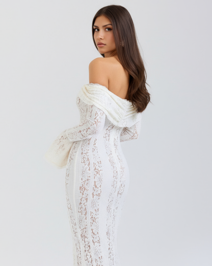 Helen | Women's Romantic Off-Shoulder Maxi Wedding Guest Dress