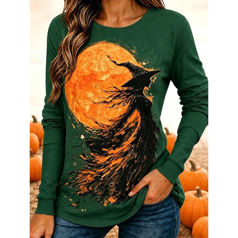 Isabella | Women's Halloween Witch Graphic Long-Sleeve Top
