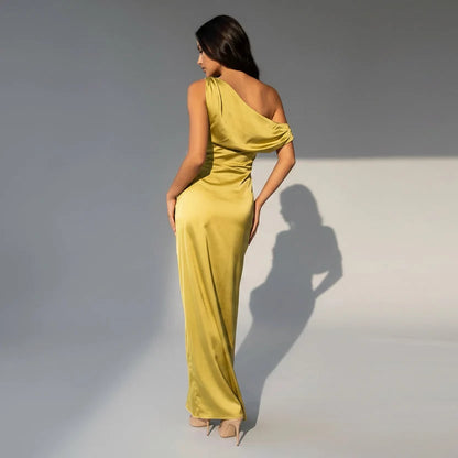 Holly | Women's One-Shoulder Satin Maxi Dress