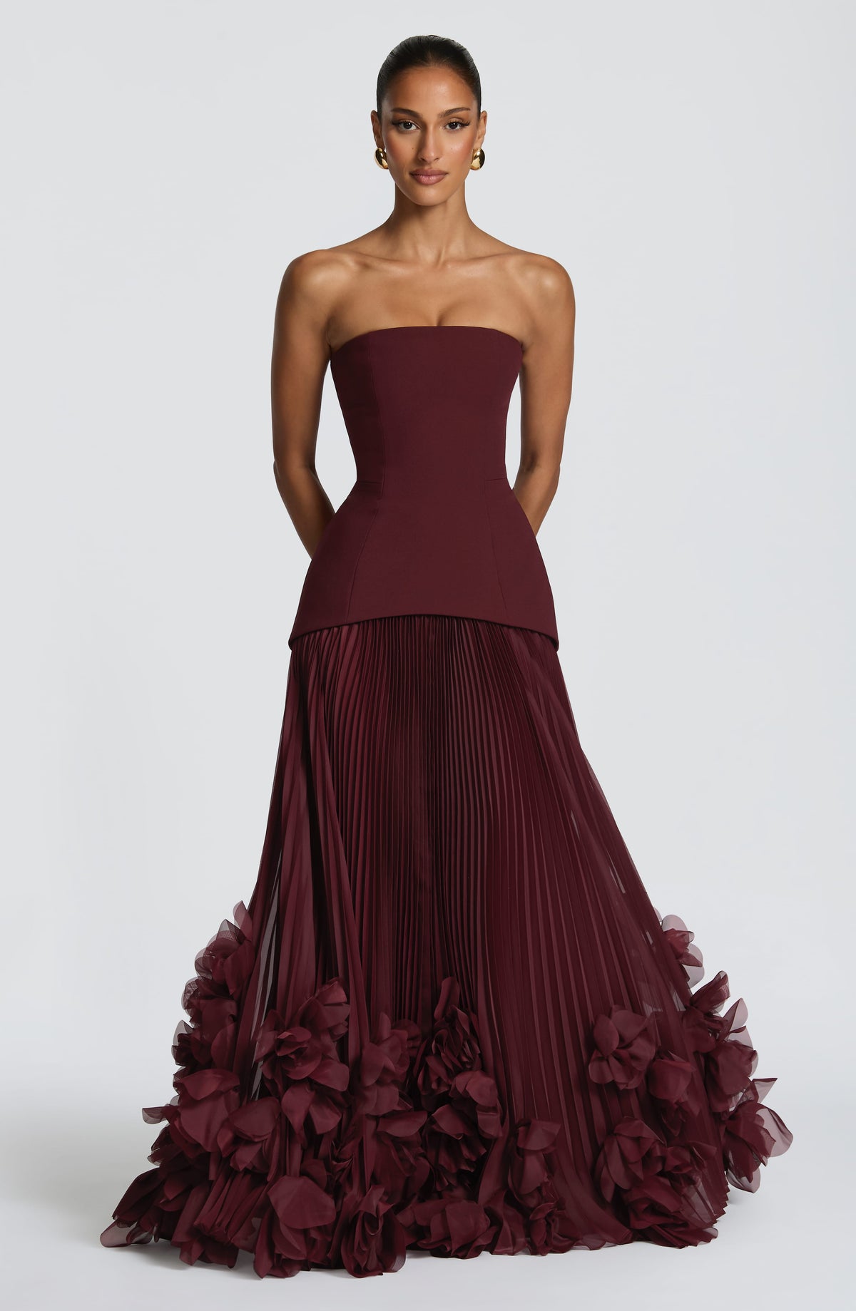 Holly | Women's Strapless Pleated Wedding Guest Dress