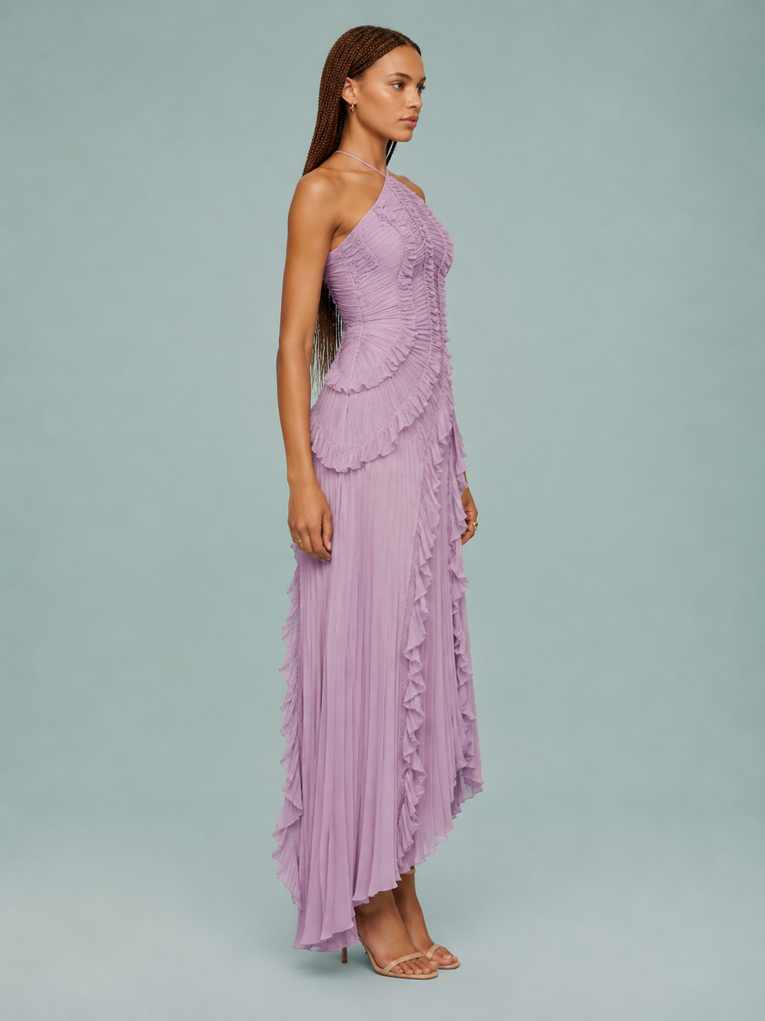 Isabella | Women's Embroided Halterneck Maxi Dress
