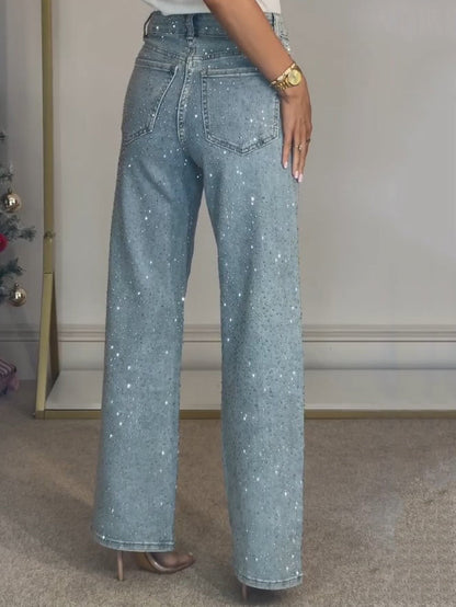 Portia | Women's Sparkly Wide-Leg Glitter Jeans
