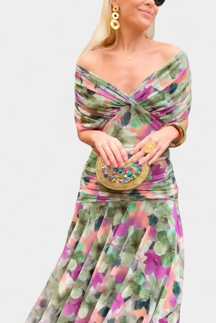 Nicola | Women's Floral Off-Shoulder Evening Dress