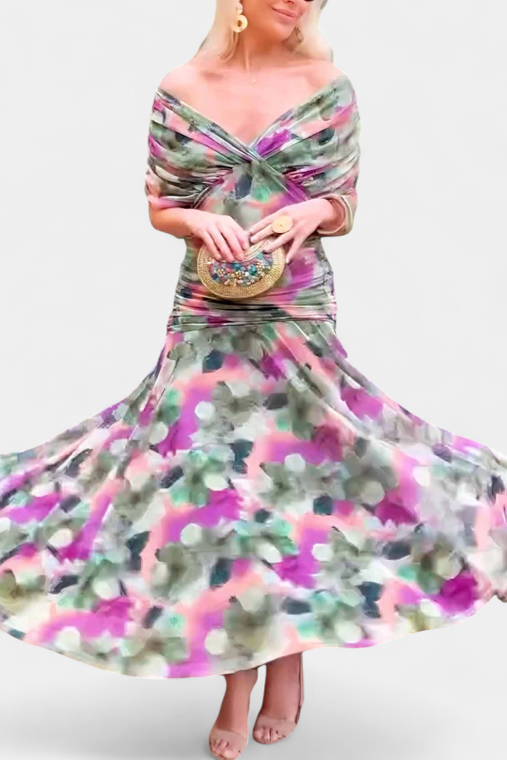 Nicola | Women's Floral Off-Shoulder Evening Dress