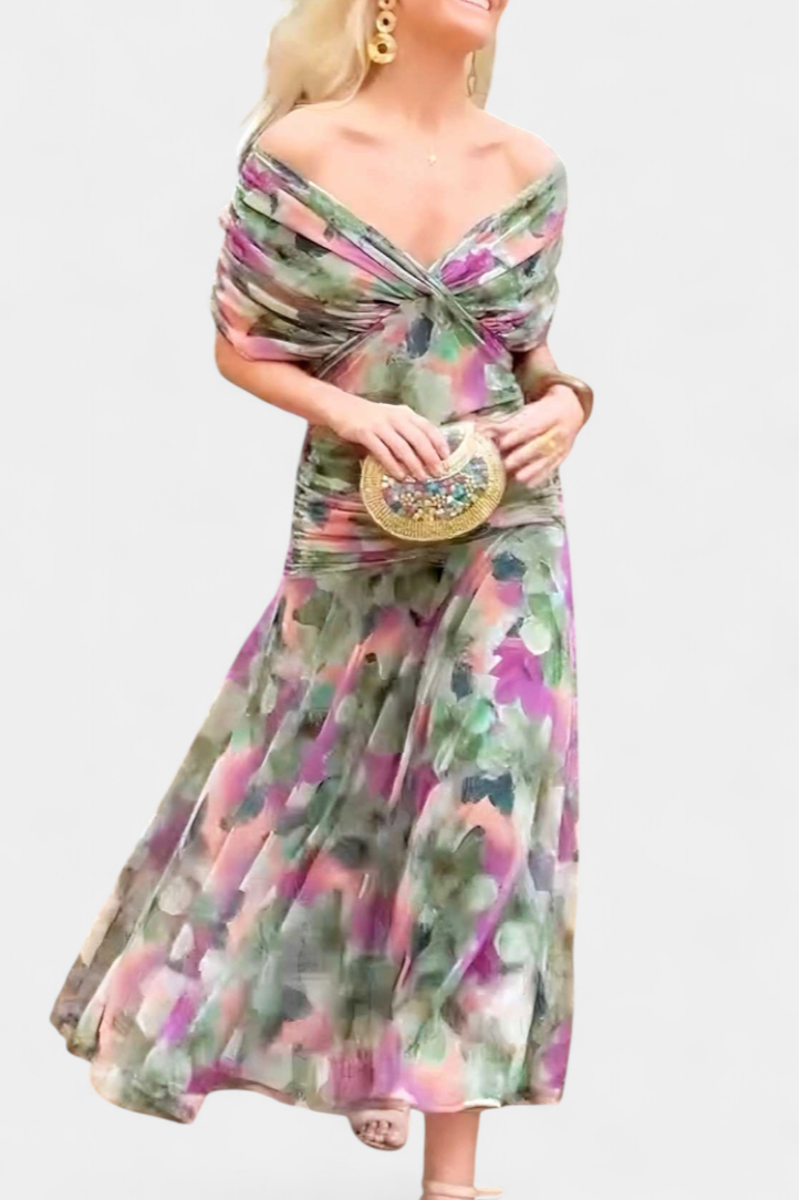 Nicola | Women's Floral Off-Shoulder Evening Dress