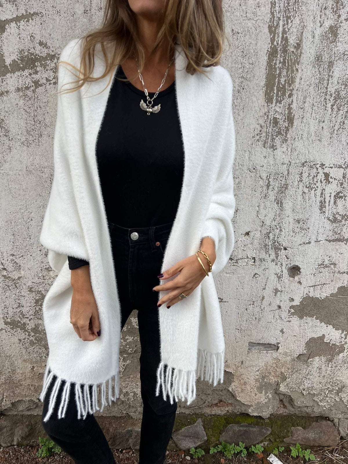 Hannah | Women's Cozy Fringed Long Cardigan