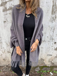 Hannah | Women's Cozy Fringed Long Cardigan