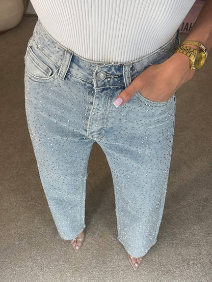Portia | Women's Sparkly Wide-Leg Glitter Jeans