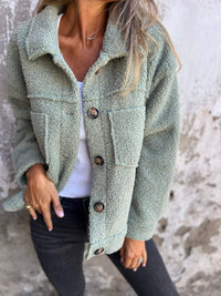 Eliza | Women's Cozy Button-Up Teddy Jacket