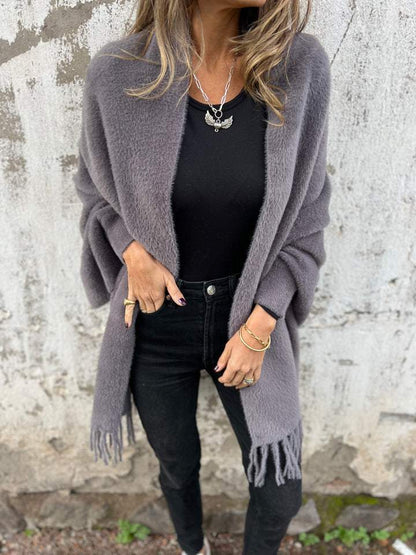 Hannah | Women's Cozy Fringed Long Cardigan