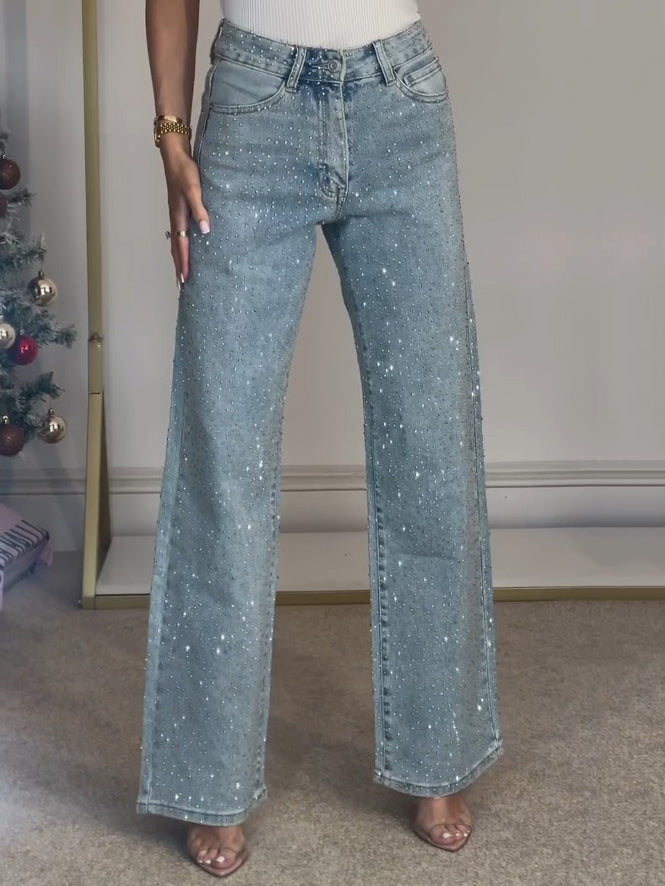 Portia | Women's Sparkly Wide-Leg Glitter Jeans