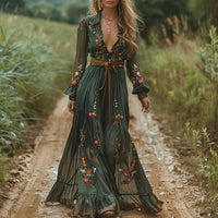 Olivia | Women's Embroidered Boho Maxi Dress