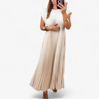 Jacqueline | Women's Pleated Cap Sleeve Maxi Dress