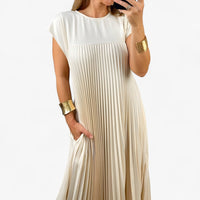 Jacqueline | Women's Pleated Cap Sleeve Maxi Dress