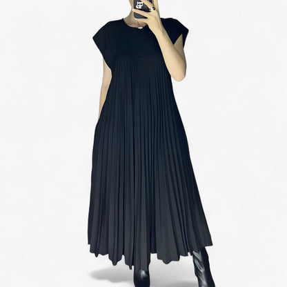 Jacqueline | Women's Pleated Cap Sleeve Maxi Dress