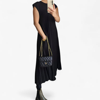 Jacqueline | Women's Pleated Cap Sleeve Maxi Dress