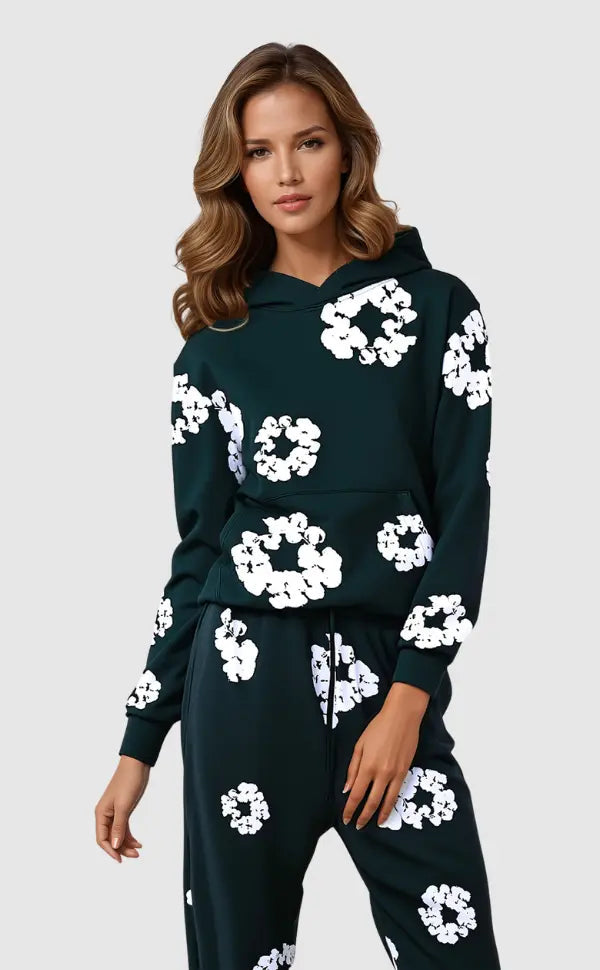 Jasmine | Women's Casual Floral Hoodie with Kangaroo Pocket