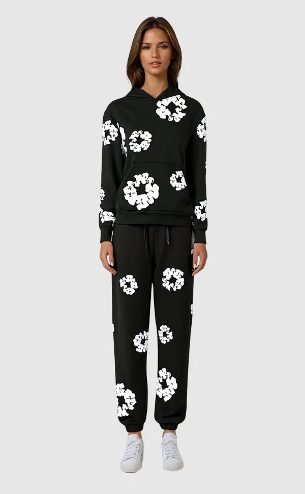 Jasmine | Women's Casual Floral Hoodie with Kangaroo Pocket