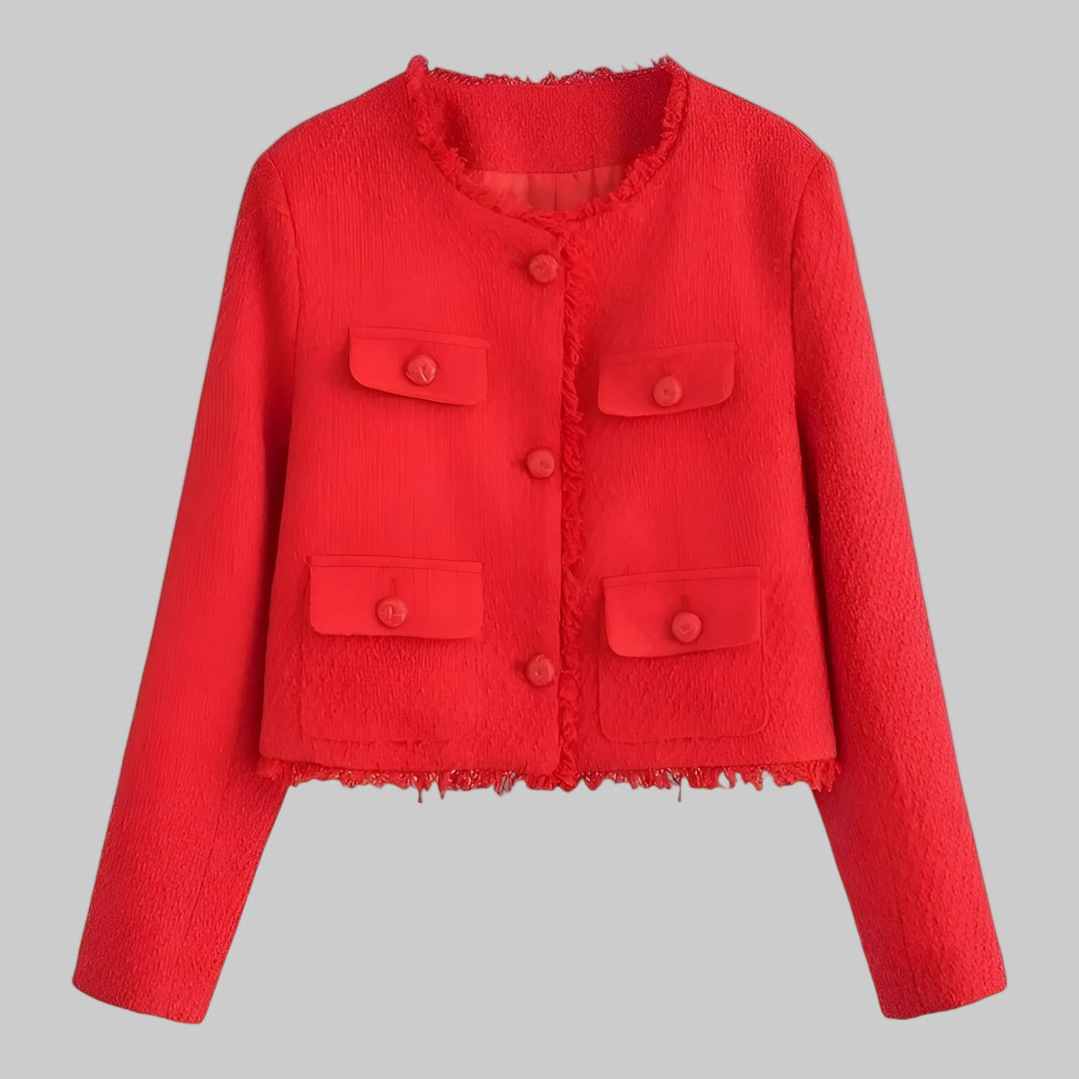 Joanne | Women's Cropped Collarless Button-Front Coat