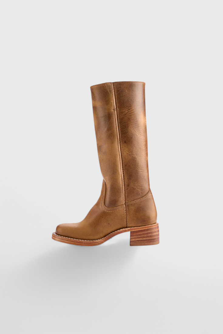 Joanne | Women's Leather Block Heel Knee High Boots