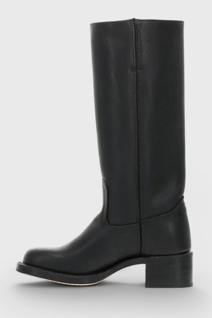 Joanne | Women's Leather Block Heel Knee High Boots