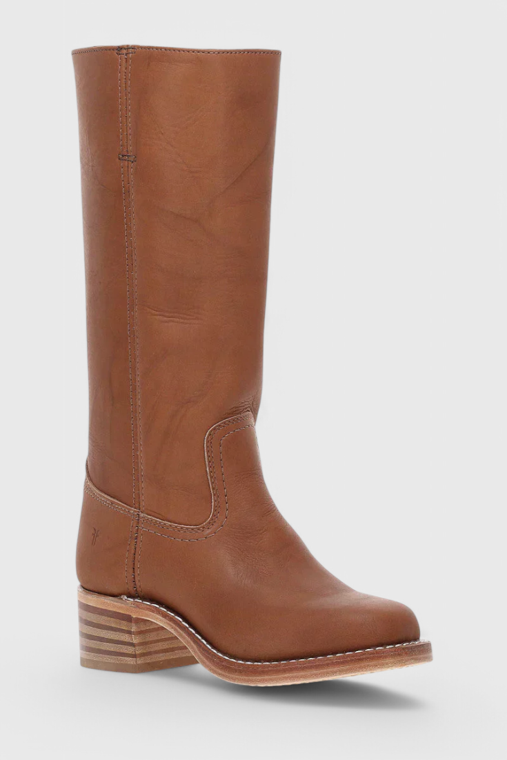 Joanne | Women's Leather Block Heel Knee High Boots