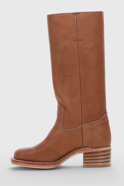 Joanne | Women's Leather Block Heel Knee High Boots