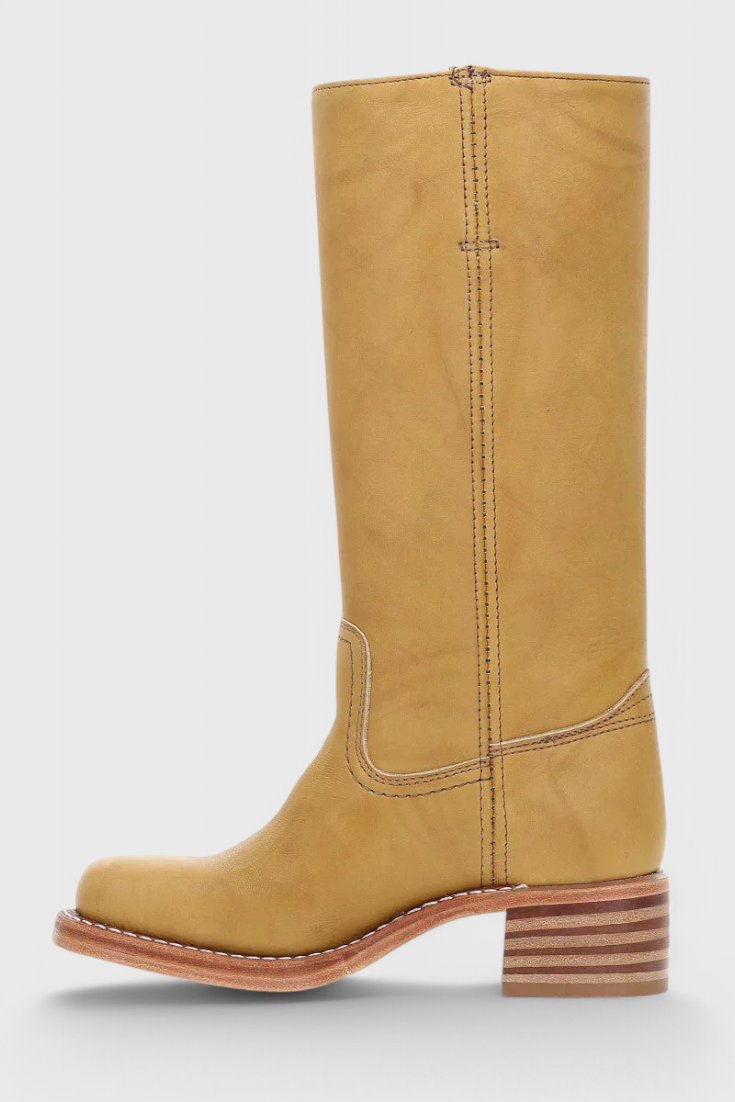Joanne | Women's Leather Block Heel Knee High Boots