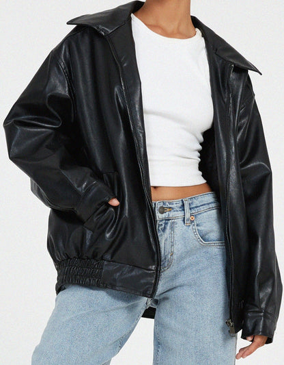 Kerry | Women's Vinage Leather Oversized Jacket