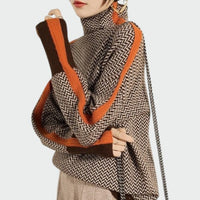 Michelle | Women's Colorblock Knitted Turtleneck Sweater