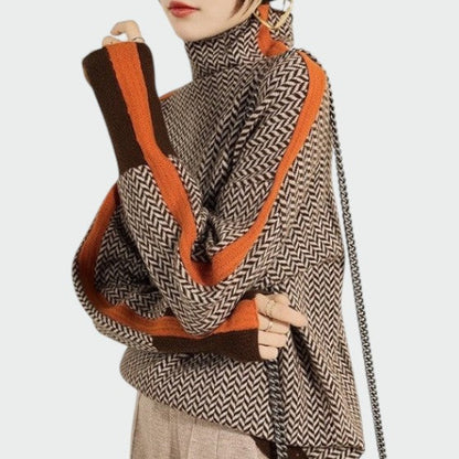 Michelle | Women's Colorblock Knitted Turtleneck Sweater