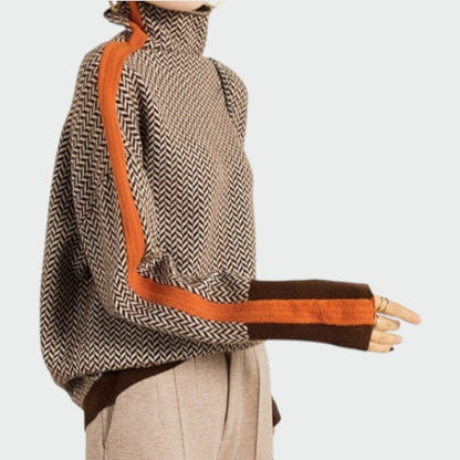 Michelle | Women's Colorblock Knitted Turtleneck Sweater