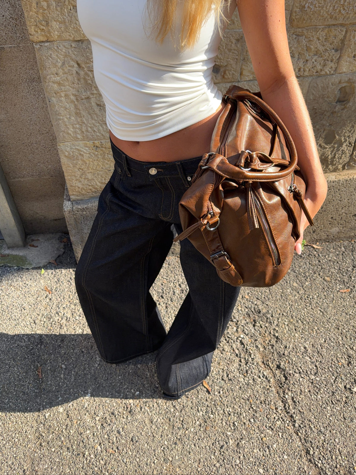 Lily | Women's Dark Wash Wide-Leg Denim Trousers