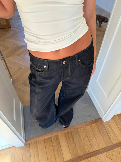 Lily | Women's Dark Wash Wide-Leg Denim Trousers