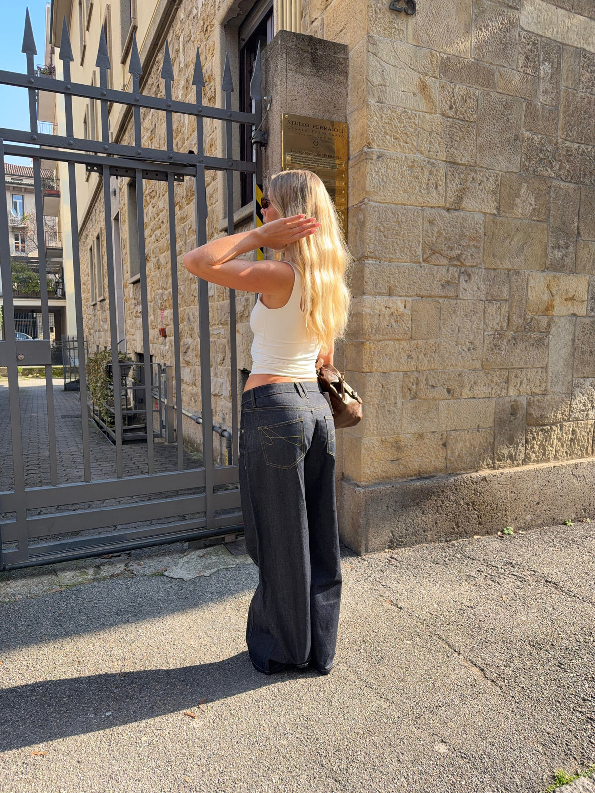 Lily | Women's Dark Wash Wide-Leg Denim Trousers