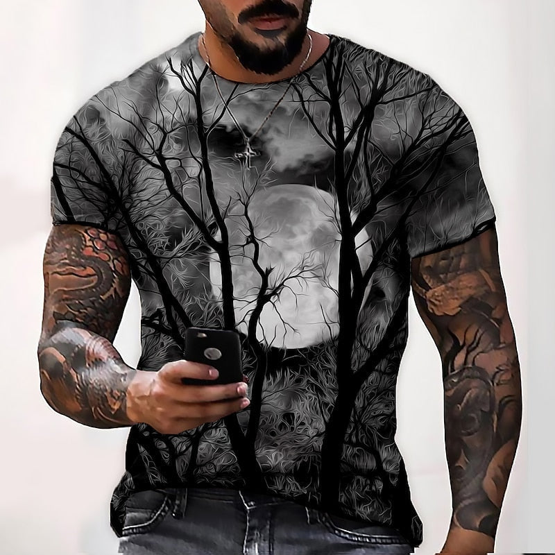 Jamie | Men's Halloween Moon Graphic Crew Neck T-Shirt