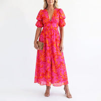 Lindsay | Women's Elegant Puff Sleeve Floral Dress