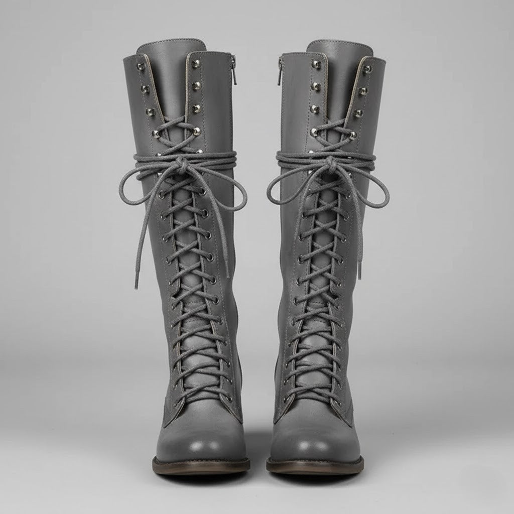 Lindsay | Women's Lace-Up Knee High Block Heel Boots