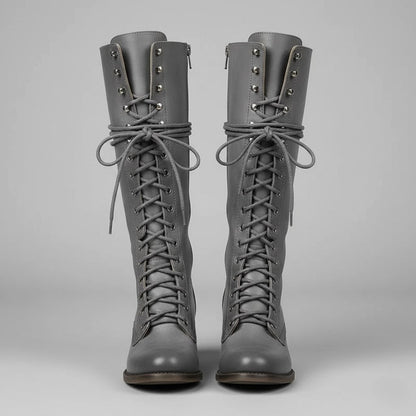 Lindsay | Women's Lace-Up Knee High Block Heel Boots