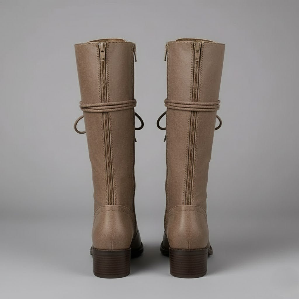 Lindsay | Women's Lace-Up Knee High Block Heel Boots