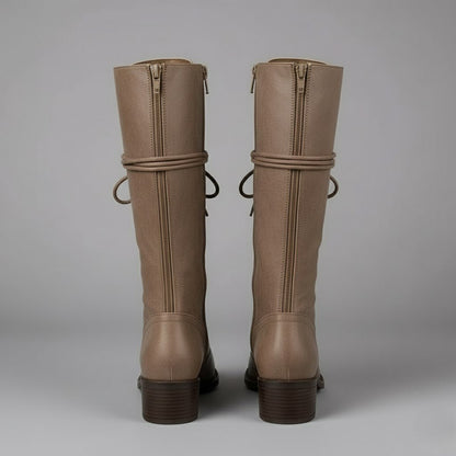 Lindsay | Women's Lace-Up Knee High Block Heel Boots
