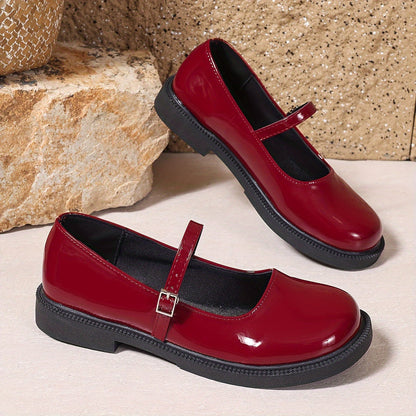 Lisa | Women's Patent Leather Buckle Strap Mary Jane Shoes